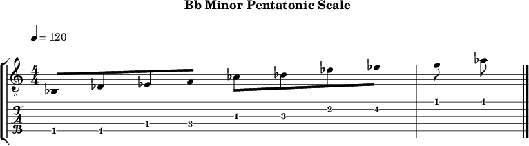 Bbminor pentatonic 132 scale