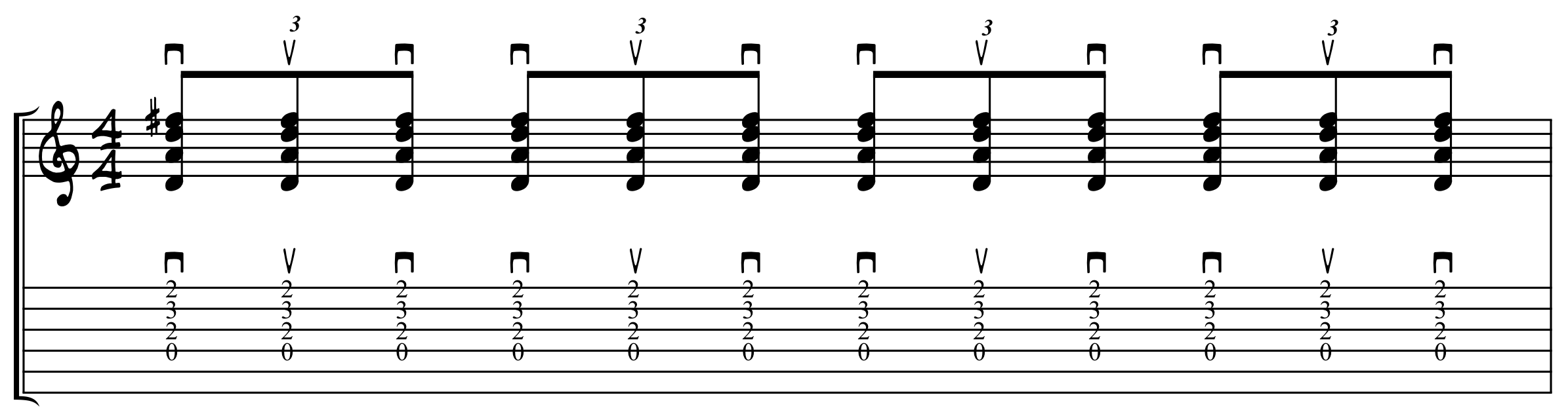 Eighth Note Triplet Strums Downstroke on Beat