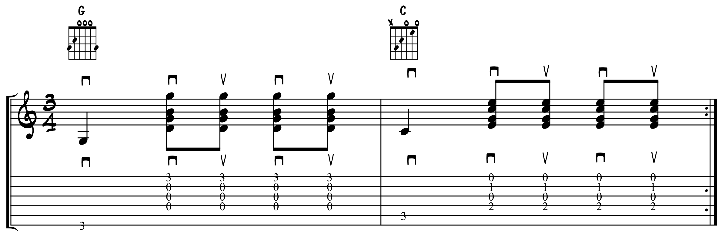 Eighth Note Base Note Strum in 3/4